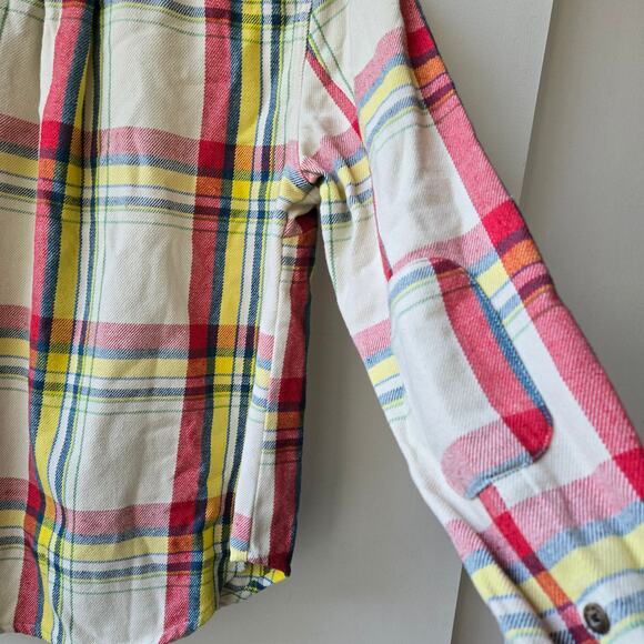 Toad & Co Mojo Plaid Oatmeal Button Up Flannel Long Sleeve Shirt Shacket Medium - Picture 5 of 11